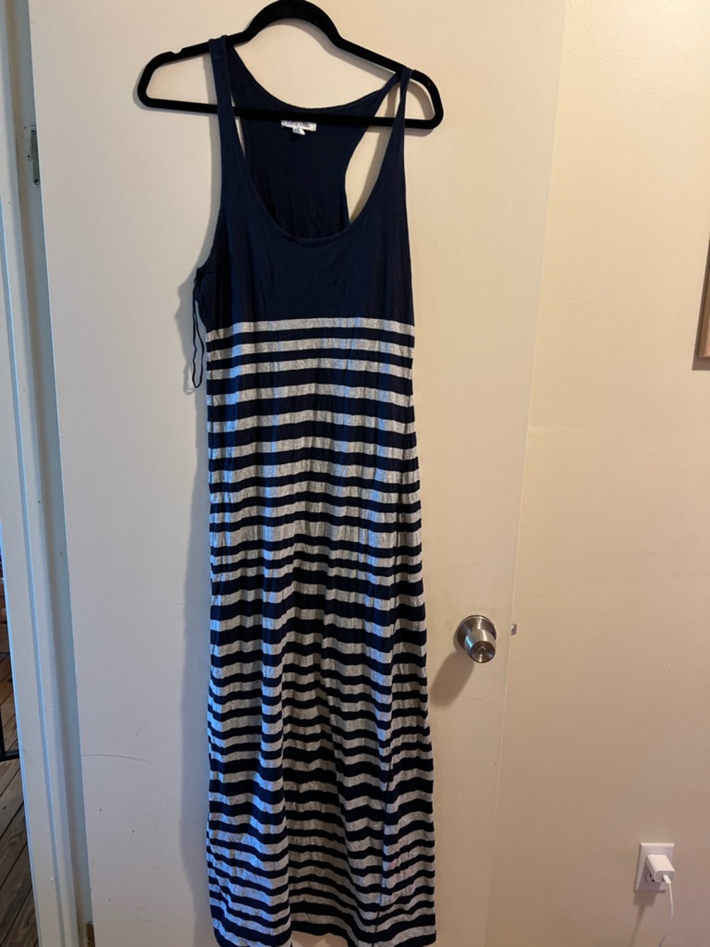 Aeropostale Navy and Gray Striped Racerback Maxi Dress